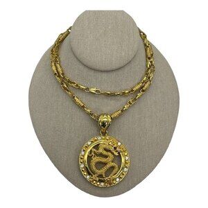 Dragon Pendant Gold Metal Necklace Made with solid metal weighs 118 grams